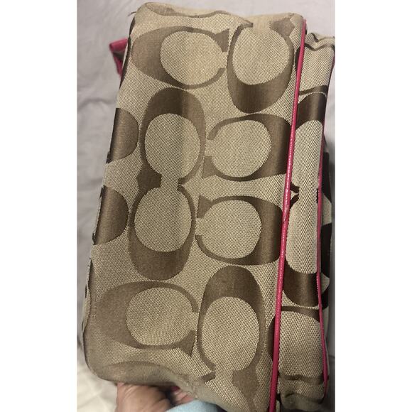 Authentic Coach Signature Poppy Backpack Tan Canvas/Pink Leather Trim F22948 - Picture 12 of 16